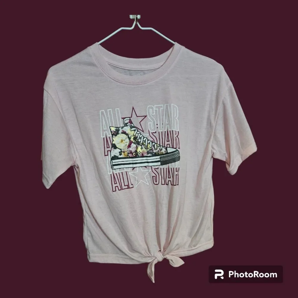 Converse‎ Girl Pink Front Tie Shirt Size L *NEW* (S38)